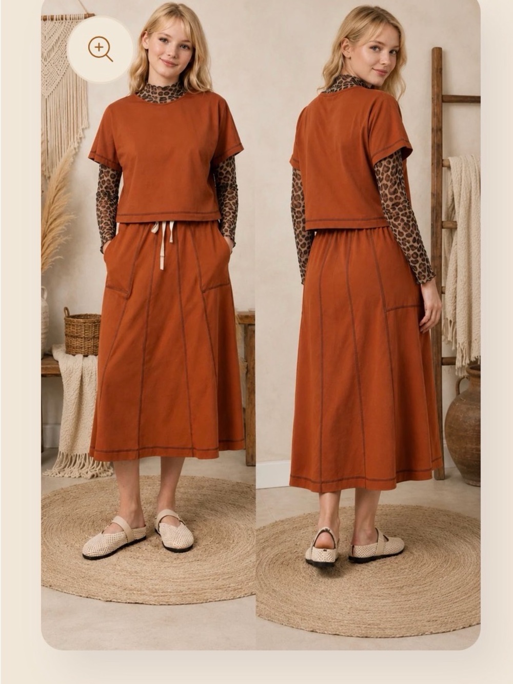 Brown skirt and top set